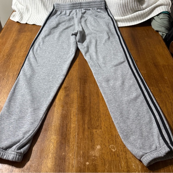 Adidas Kids Light Gray Joggers with Black Stripes - Picture 2 of 3